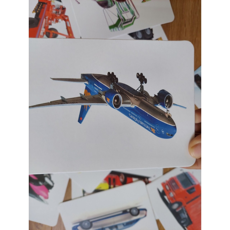 Thẻ học thông minh kích thước lớn 12x16cm chủ đề giao thông -  Flashcard TGXQ Glenn doman chuẩn