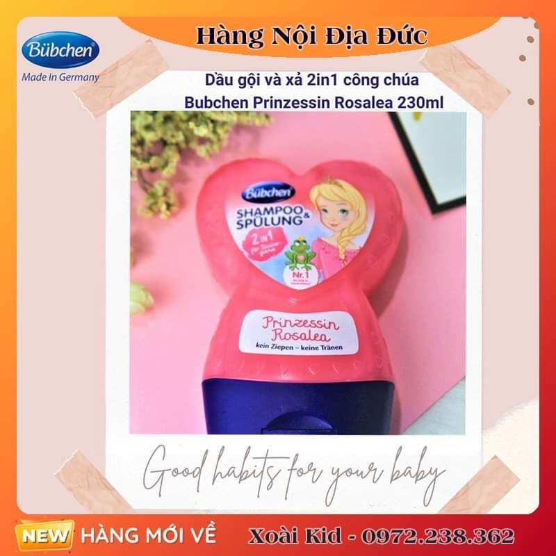 [Hàng nội địa Đức] Dầu gội xả 2in1 Bubchen công chúa cho bé của Đức