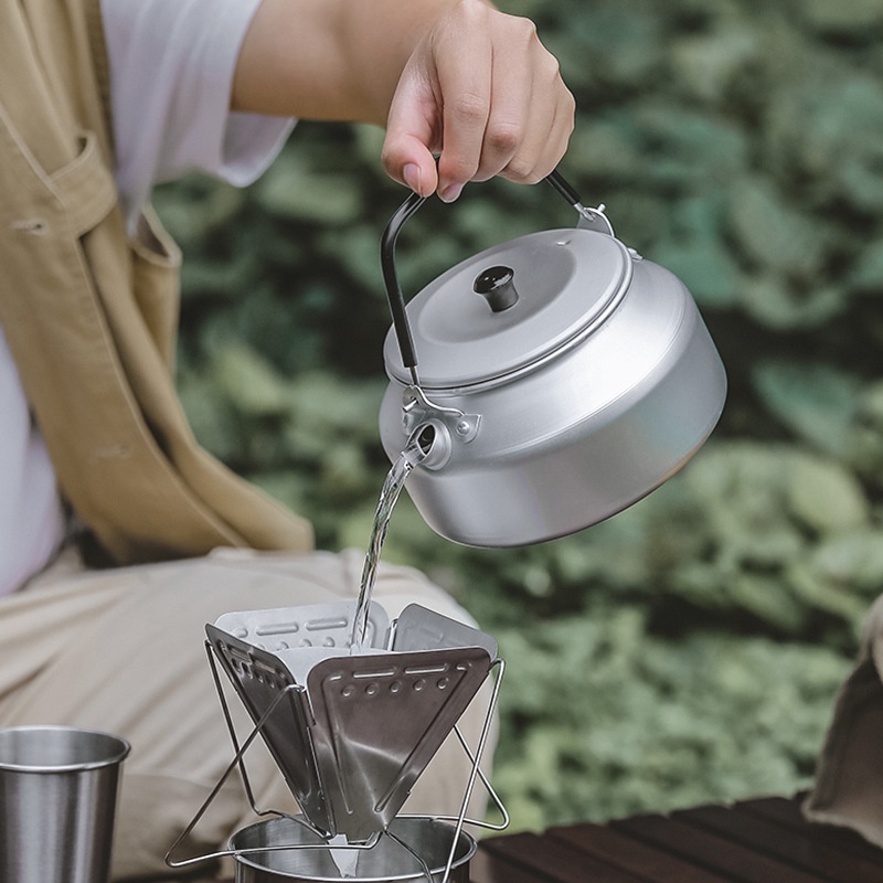Ấm Đun Nước Siêu Nhẹ Bằng Hợp Kim Nhôm 0.8L Mang Đi Cắm Trại Tiện Dụng