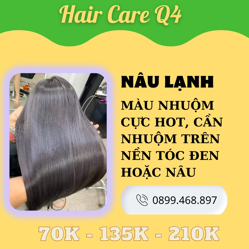 Thuốc nhuộm tóc màu nâu lạnh, nhuộm nâu ánh khói, nhuộm nâu trầm, màu nâu không sáng không tối - Hair Care Q4