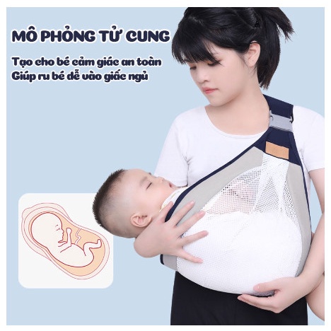 Đai địu cho em bé dạng lưới siêu thoáng khí, đa dạng tư thế, thiết kế trợ lực chống mỏi, gấp gọn gàng tiện lợi
