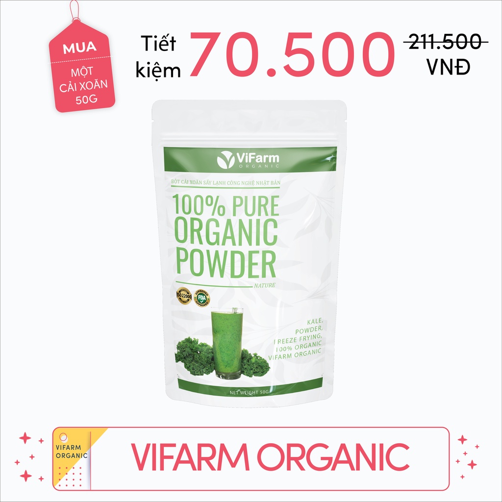 Bột Cải Xoăn Kale Nguyên Chất 100% ViFarm 50Gram | BigBuy360 - bigbuy360.vn