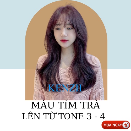 Thuốc nhuộm tóc màu TÍM TRÀ lên từ tone 3 - 4 ( Tặng oxi ) KENZII - Thuốc nhuộm tóc tím