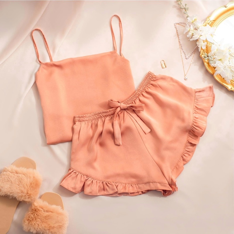 Bộ lụa hai dây cao cấp Nacy Design , bộ ngủ sexy