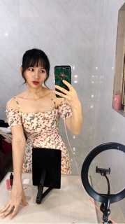 Váy hoa trễ vai( kèm hình thật )