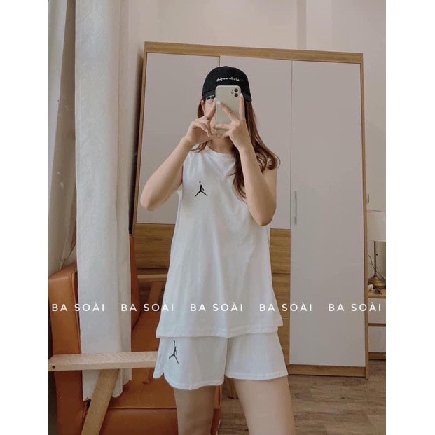 Set Đồ Nữ,Sét Bộ Nữ Áo thun Sát Nách Mix Quần Short Đùi In Logo  From Rộng Hàng Qc Loail 1 | BigBuy360 - bigbuy360.vn