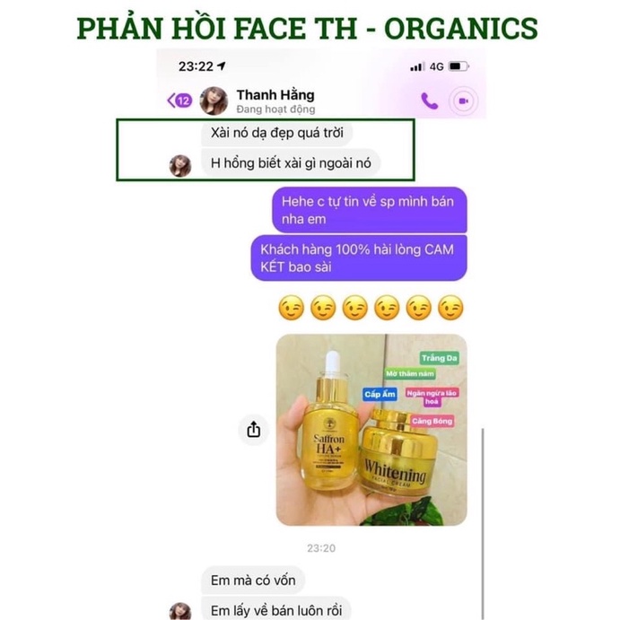 Kem Face Cấy Trắng chiết xuất Saffron noãn ong Whitening Facial Cream TH ORGANICS