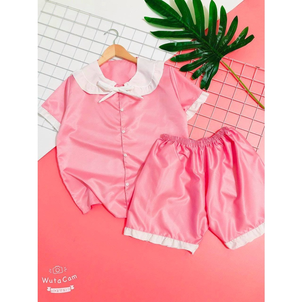[Kate Lụa] Bộ Pijama đùi cổ bèo freesize<62kg | BigBuy360 - bigbuy360.vn