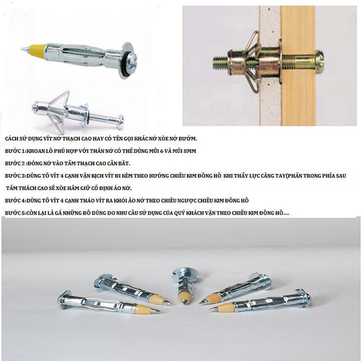 20 Con vít nở thạch cao dài 4.5cm