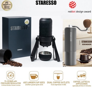 Combo deal sốc - máy pha cafe cầm tay staresso pro, kèm cối xay chuyên dùng có thể điều chỉnh 12 độ mịn