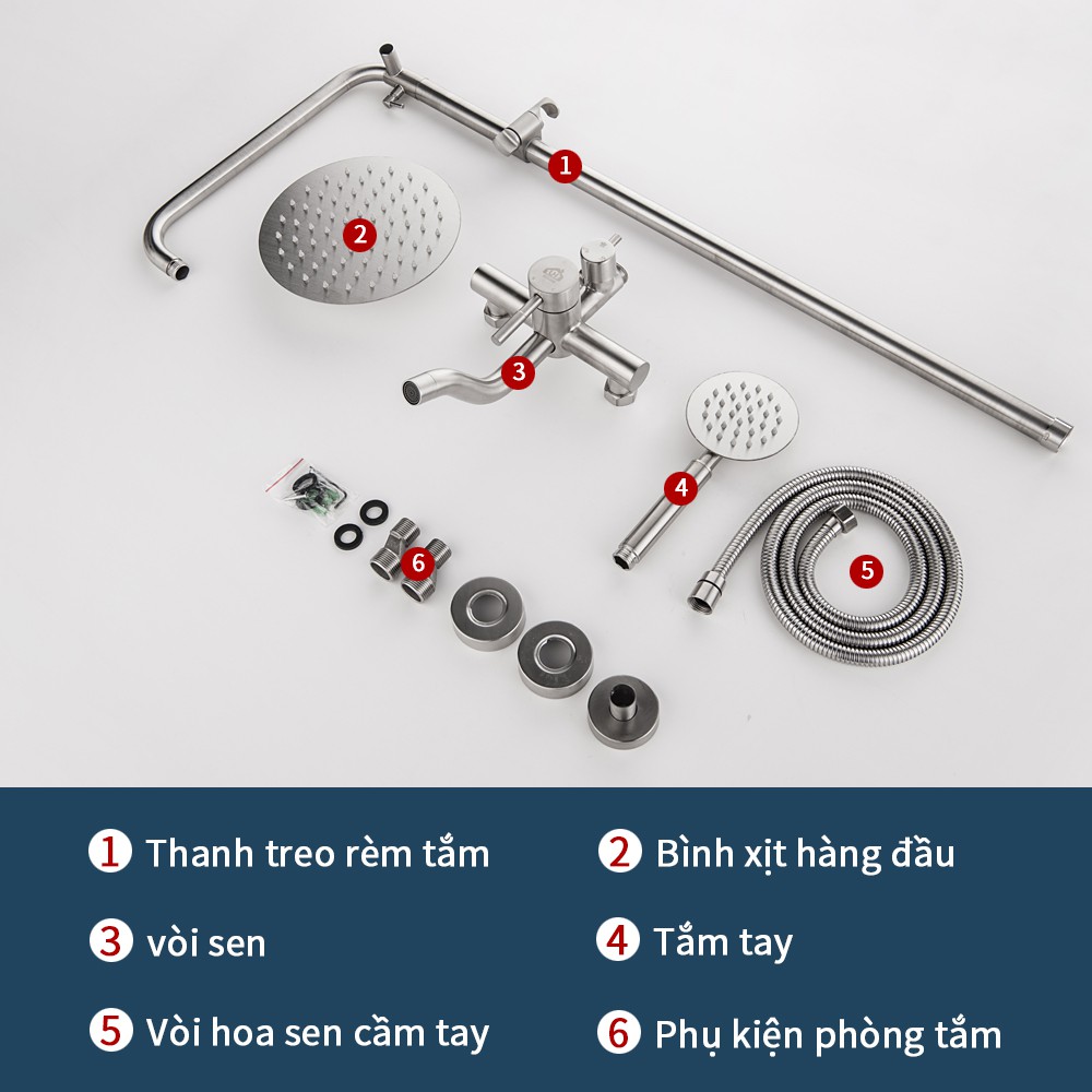 Bộ Sen Cây Tắm Đứng Nóng Lạnh INOX SUS 304 U-HOME Sen bộ tắm đứng nóng lạnh ST60-304