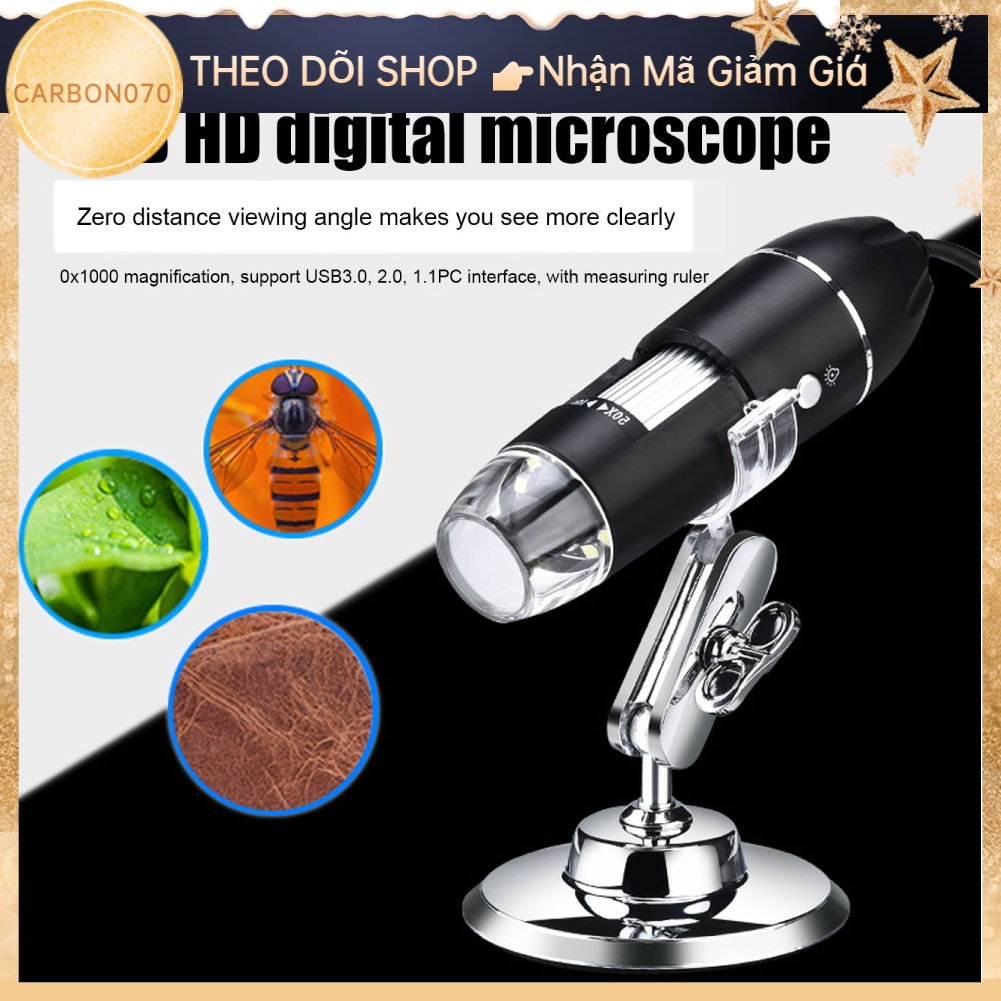 [Hàng Sẵn] Kính hiển vi điện tử Không Dây Cầm Tay USB Với 8 Đèn LED kèm giá đỡ linh hoạt tiện dụng【Carbon070】