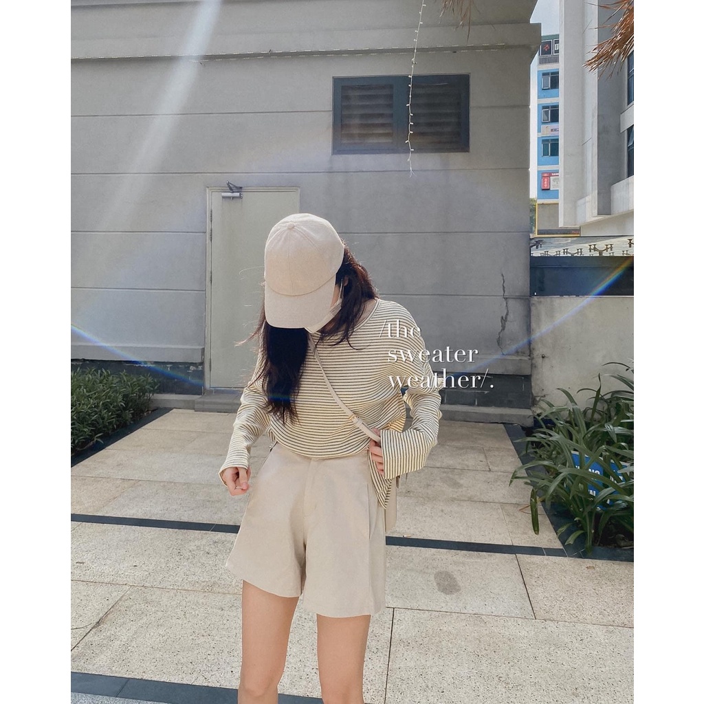 Set đồ nữ ulzzang Đồ Bộ Nữ Áo Form Rộng Tay Lỡ Quần Short Chất Nỉ da cá Quần Sooc Kaki