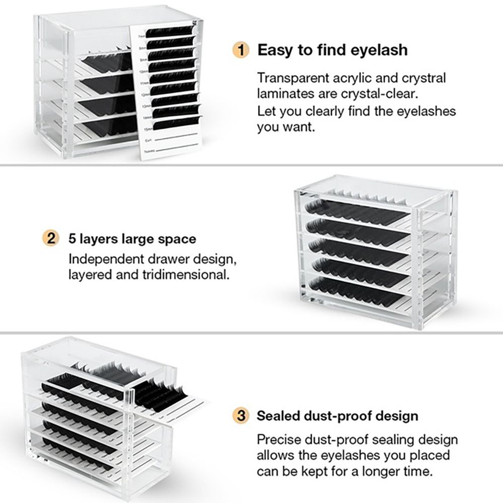 [Hàng mới về] Khay đựng mi giả 5 tầng trong suốt bằng acrylic có thể tái sử dụng