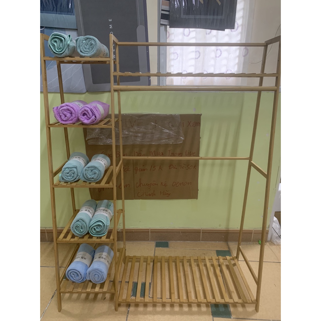 Tủ Quần Áo, Giá Treo Quần Áo Túi Xách Bằng Gỗ Tre Nhập Khẩu Cao Cấp Cỡ Lớn Tiện Lợi