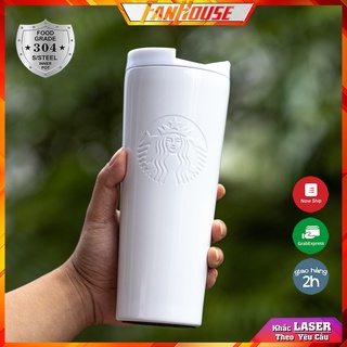 Ly giữ nhiệt Starbucks 500ml inox 304 bình nước cao cấp logo dập chìm sang trọng, Fan House khắc tên theo yêu cầu