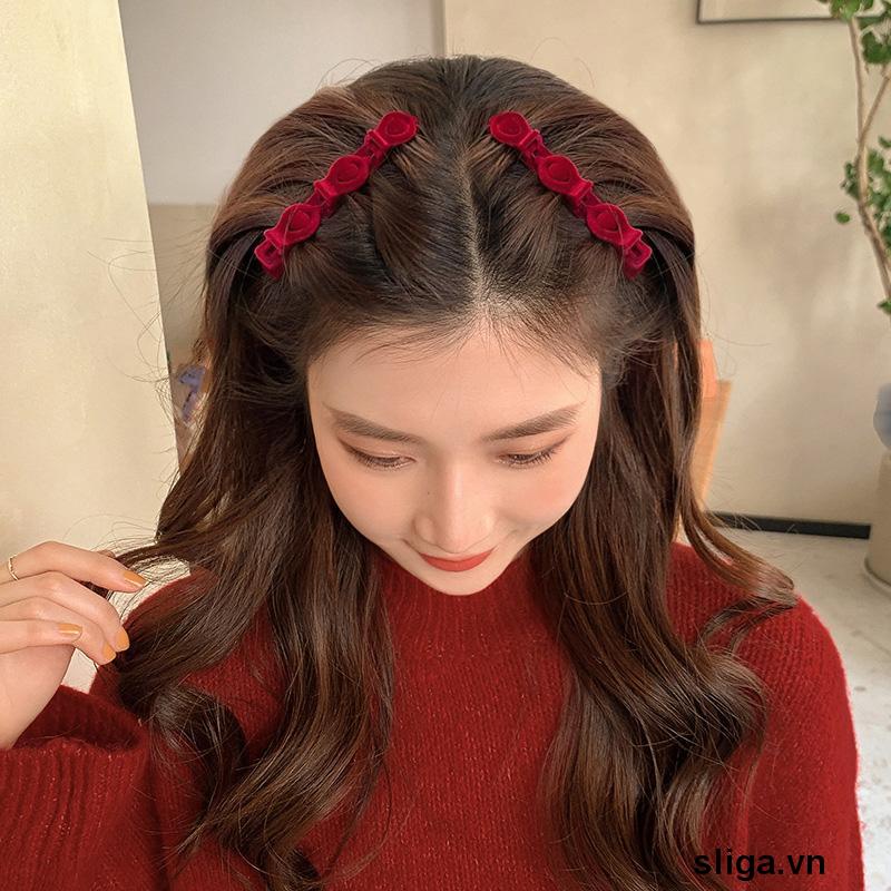 💖💖Kẹp tóc mái phối vải nhung độc đáo cho nữ