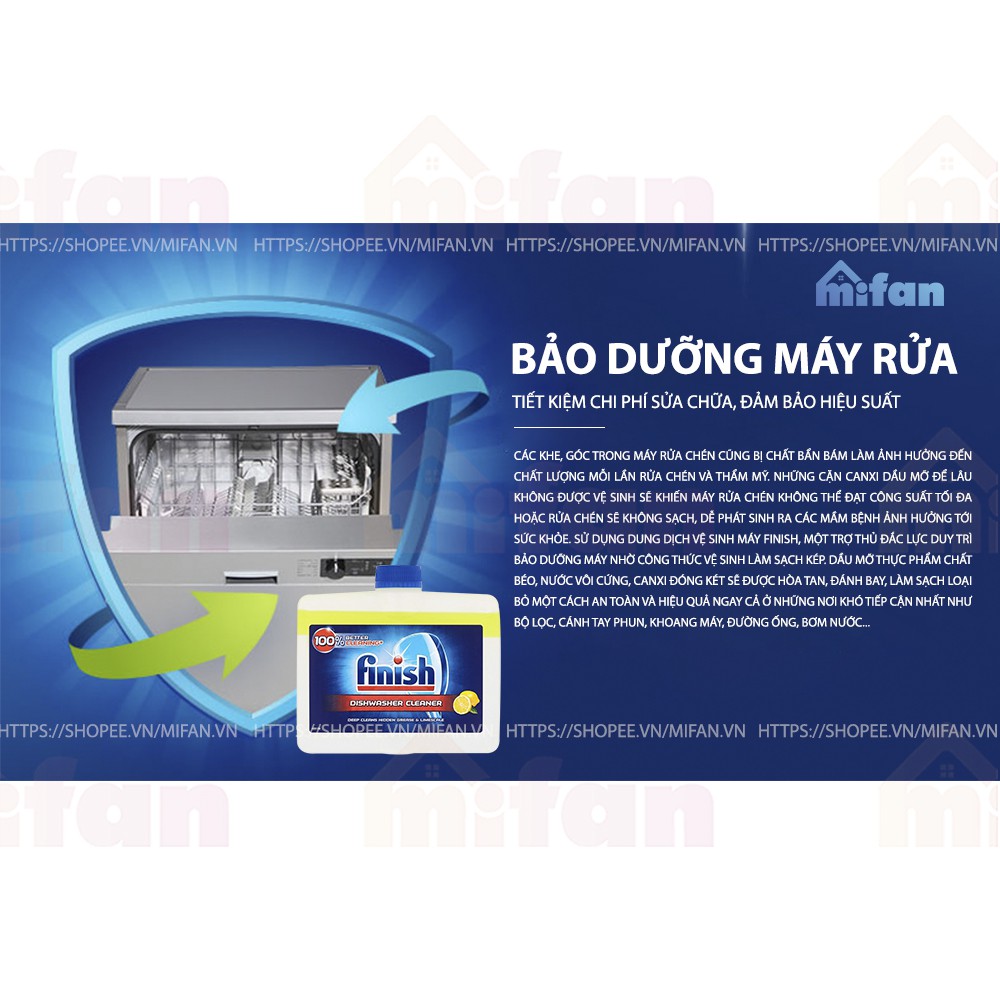 Dung Dịch Vệ Sinh Máy Rửa Bát Finish Dishwasher Cleaner Lemon 250ml - Hương Chanh - MIFAN PHÂN PHỐI CHÍNH HÃNG