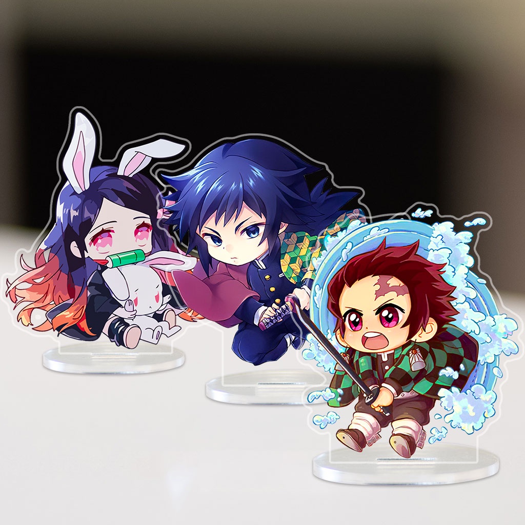 Mô hình nhân vật anime Demon Slayer Thanh Gươm Diệt Quỷ chibi bằng arcrylic decor góc học tập để bàn làm việc 8cm