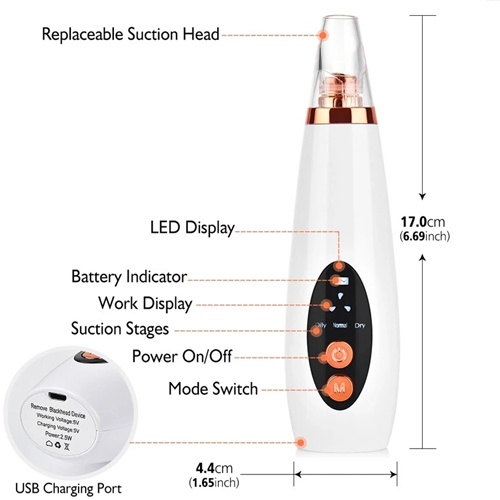 Máy hút mụn mini cầm tay tiện lợi, dụng cụ làm sạch lỗ chân lông làm nóng giúp hút mụn cám,mụn đầu đen