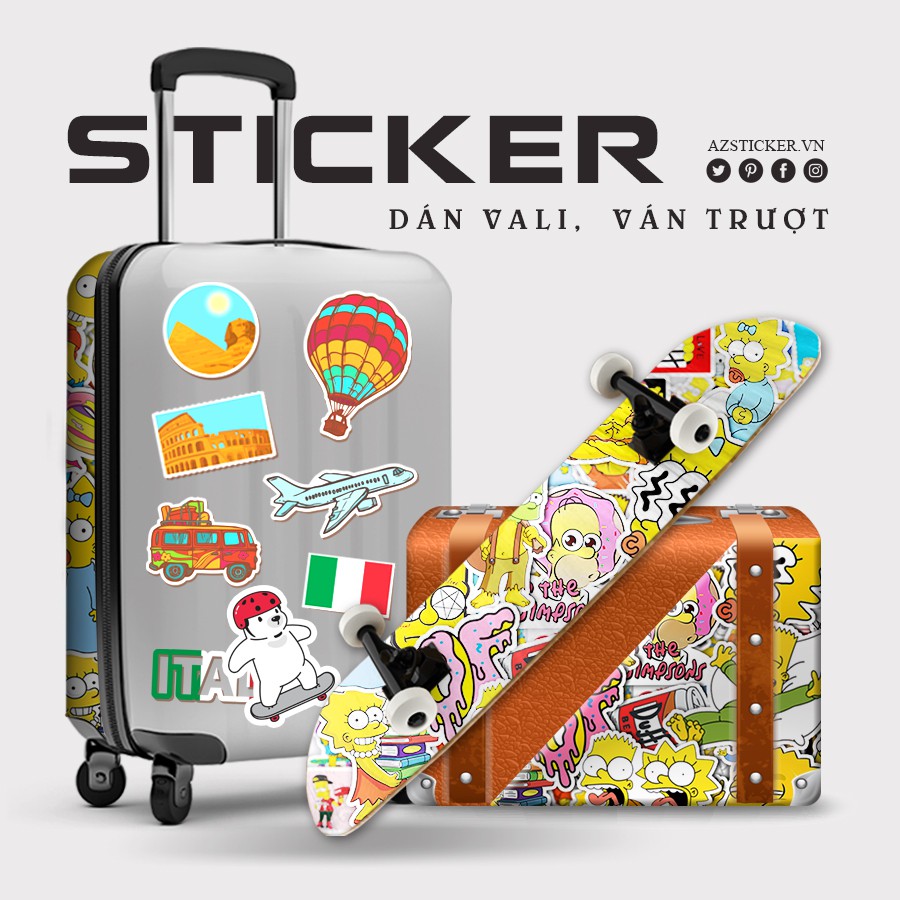 [Set 100+] Hình Dán Sticker Simpson Chống Nước Dễ Dán | STK134 | Sticker Dán Mũ Bảo Hiêm Điện Thoại Laptop Bình Nước