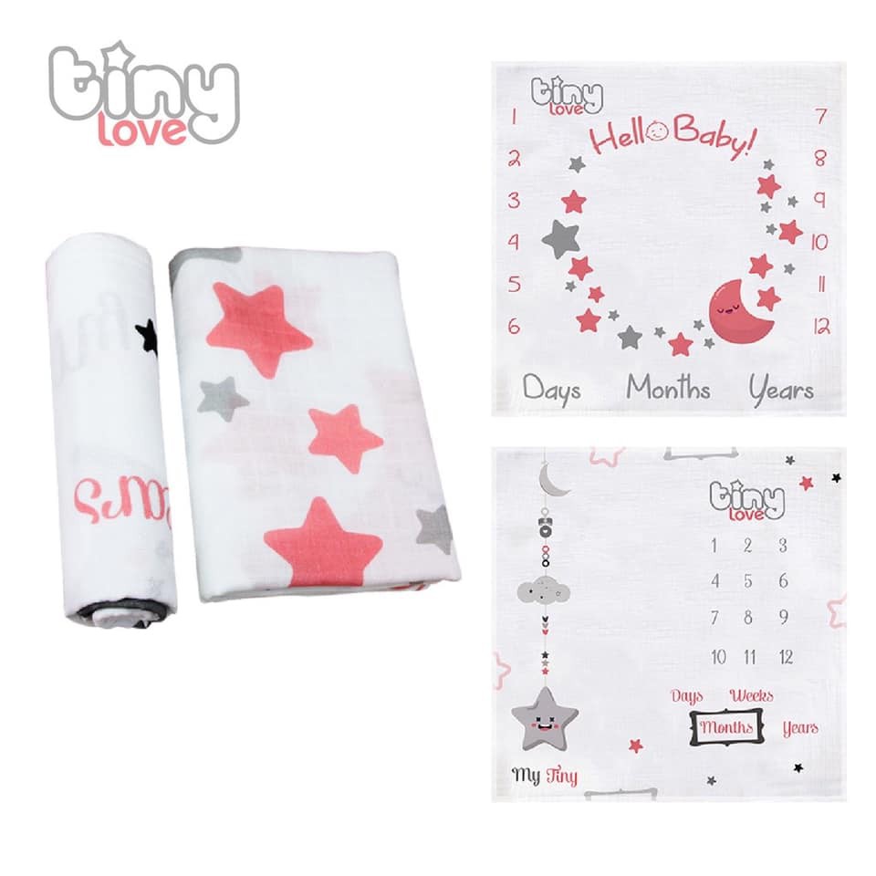 Set 2 khăn tắm đa năng  Muslin sợi tre Bamboo TiniLove ,phù hợp sử dụng như chăn đắp, quấn ủ cho bé