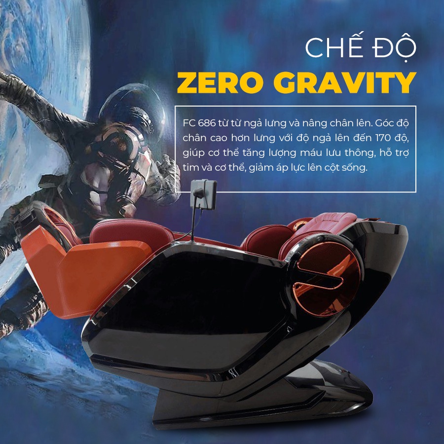 Ghế massage toàn thân,Funiko 686 bảo hành 10 năm con lăn di chuyển 5D phiên bản cao cấp