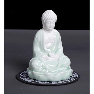 Tượng phật Adida xanh ngọc tọa sen