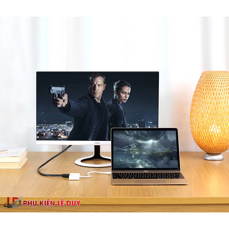 Cáp USB type C to HDMI/VGA fullHD 3D 4Kx2K Ugreen 30843 chính hãng ✔HÀNG CHÍNH HÃNG ✔