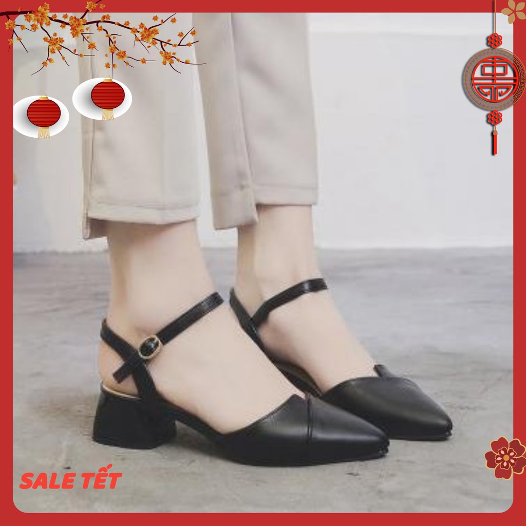 Giày cao gót thời trang gót vuông 3cm - 1 kiểu (màu đen) MÃ LTP1