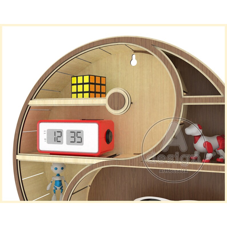 Kệ treo tường trang trí decor ván plywood nhập khẩu dày 6mm phong cách retro cổ điển mẫu kệ âm dương
