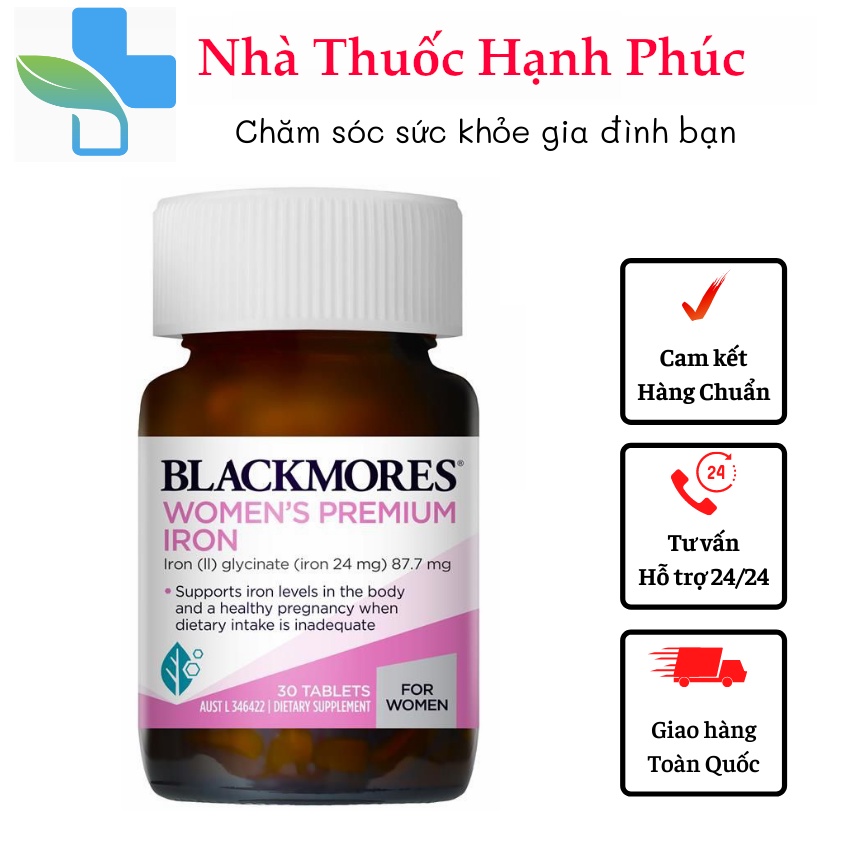 Sắt Bà Bầu Blackmores Iron for woman - lọ 30 viên - Mẫu mới