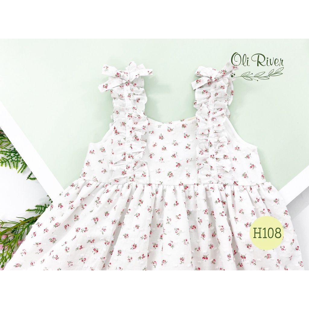 váy bé gái sát nách cổ tròn dáng suông