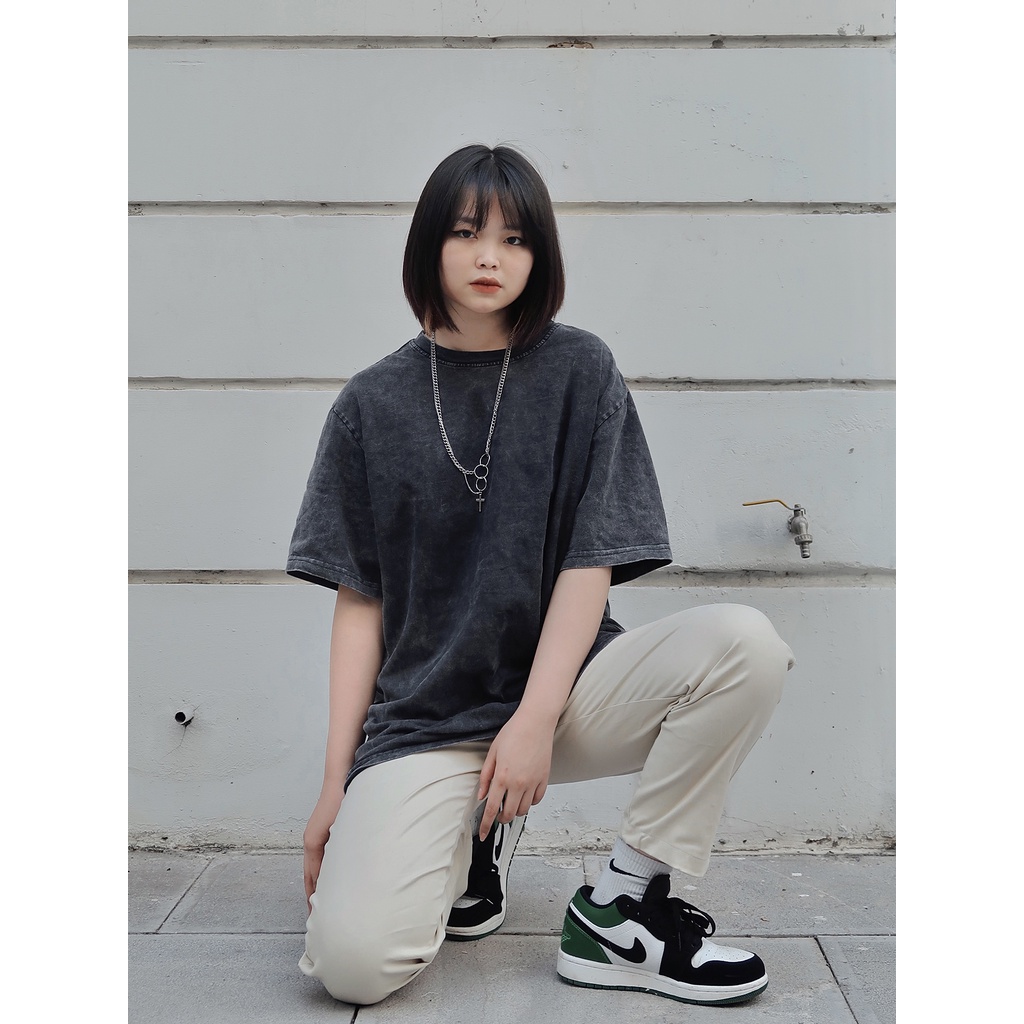 Quần baggy kaki nữ Wado basic unisex ống suông cạp chun