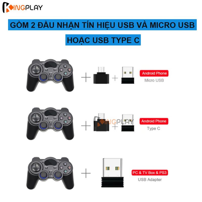 Tay cầm chơi game không dây wireless 2.4G cho Android TV, điện thoại Android, PC, TV Box, PS