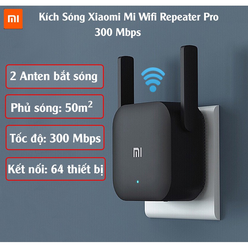 [ Bản Quốc Tế ] Cục kích sóng wifi xiaomi Pro 2 râu - Mở rộng sóng Wifi, Tăng cường mạng Wifi -R03- Mi WiFi Repeater Pro