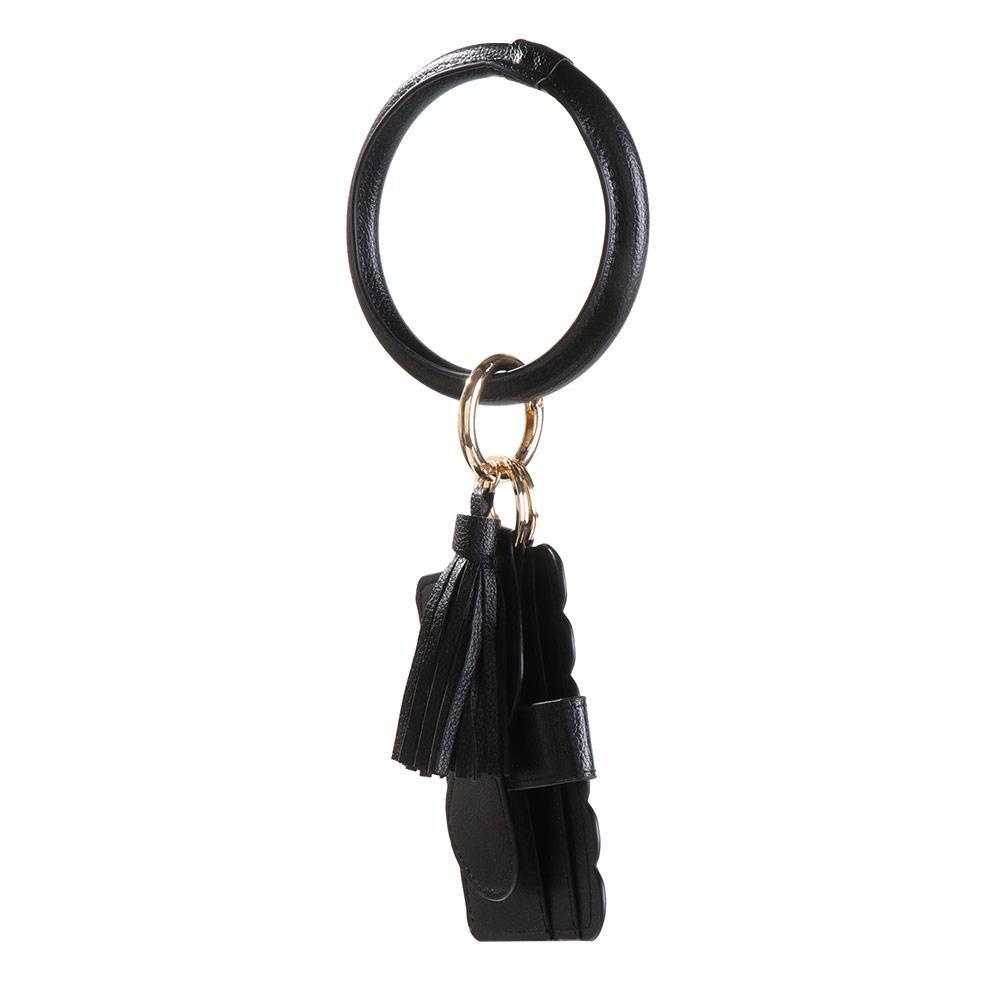 Mih Ví Da PU Đựng Chìa Khóa Xe Hơi Dạng Vòng Chữ O Phối Tua Rua Đa Chức Năng