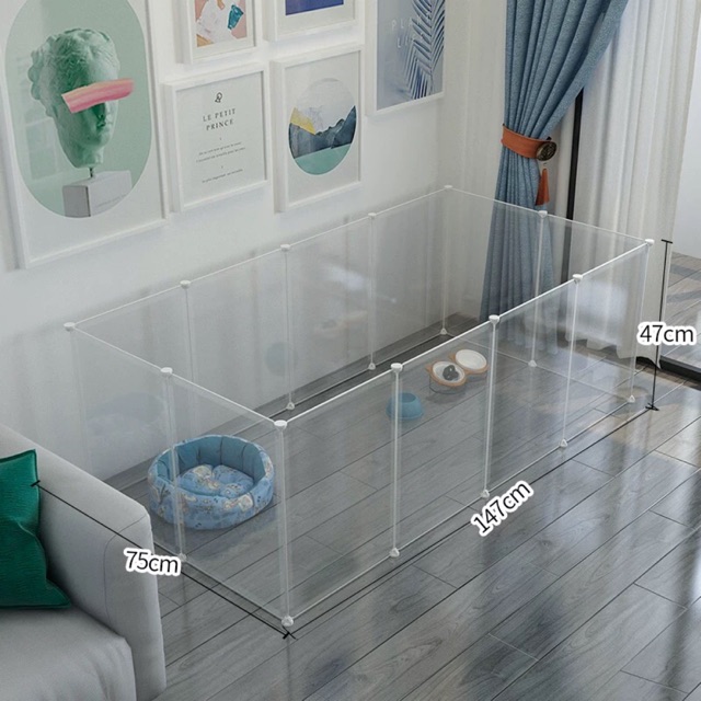 CHUỒNG QUÂY THÚ CƯNG SIZE 37.47cm. TẤM TRONG SUỐT. TẶNG 2 CHỐT GẮN CHO MỖI TẤM.