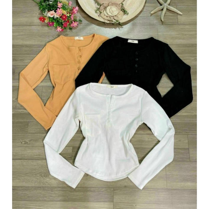 Áo thun ôm dày tay tà bầu thun gân đẹp (kèm ảnh thật)