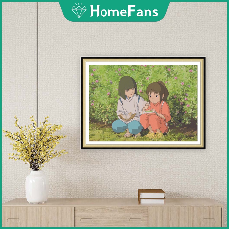 Bộ Tranh Đính Đá 5D Tự Làm Hình Anime Spirited Away 30x40cm / 40x50cm