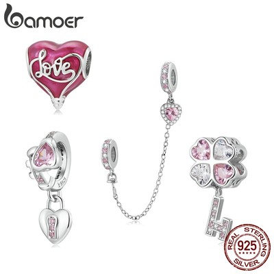 Bamoer Hạt trang sức bằng bạc 925 4 kiểu dáng thời trang dùng làm trang sức ngày lễ tình nhân
