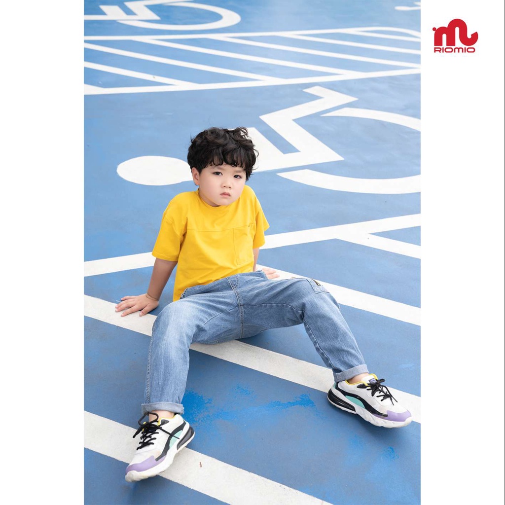 Quần jean cho bé trai 5-12 tuổi size 20-50kg RIOMIO ống rộng cạp chun 100% cotton USA kèm quà tặng- RM278