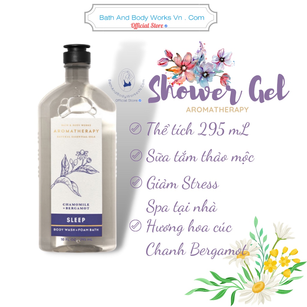 Shower Gel Aromatherapy, Sữa tắm thảo mộc Bath And Bodyworks giúp giảm stress, thư giãn, mùi hươn