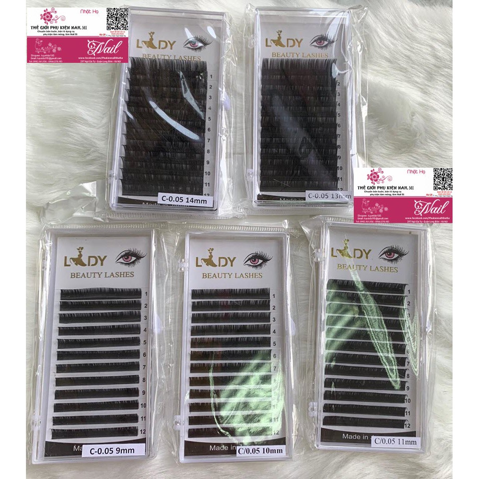 Mi Khay Lady Độ Cong C/CC độ dày 0.05 Volumn Classic Tạo Fan Nối Mi Đủ Các Độ Dài - Lẻ 1 Khay