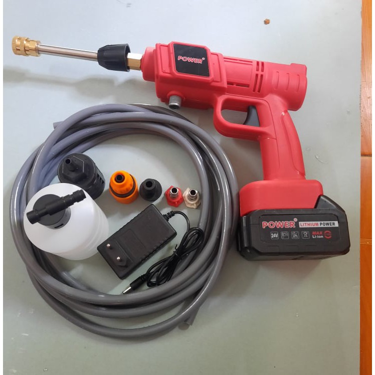 Máy rửa xe, vệ sinh, tưới hoa cầm tay dùng pin 24V–Áp lực mạnh, pin sạc bền bỉ - dễ sử dụng - Công suất 280W 1634SP
