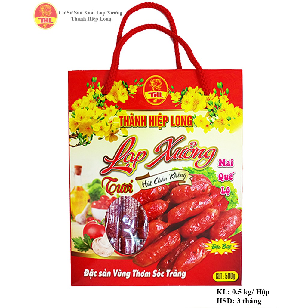 Lạp xưởng tươi Mai Quế Lộ Sóc Trăng - Thành Hiệp Long - Hút chân không Hộp 500gr