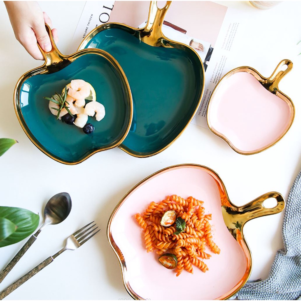 Bát Đĩa Decor Trang Trí Bàn Ăn. dĩa sứ. dĩa decor hình quả táo. Đĩa Decor Trang Trí