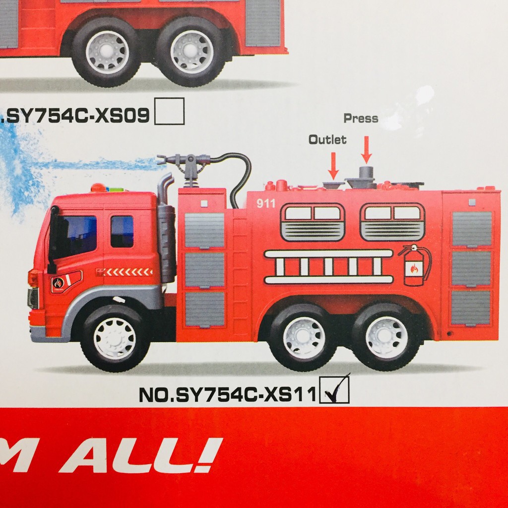 Xe cứu hỏa San You Toys SY754C-XS11 tỉ lệ 1:16 có đèn có âm thanh có thể phun nước