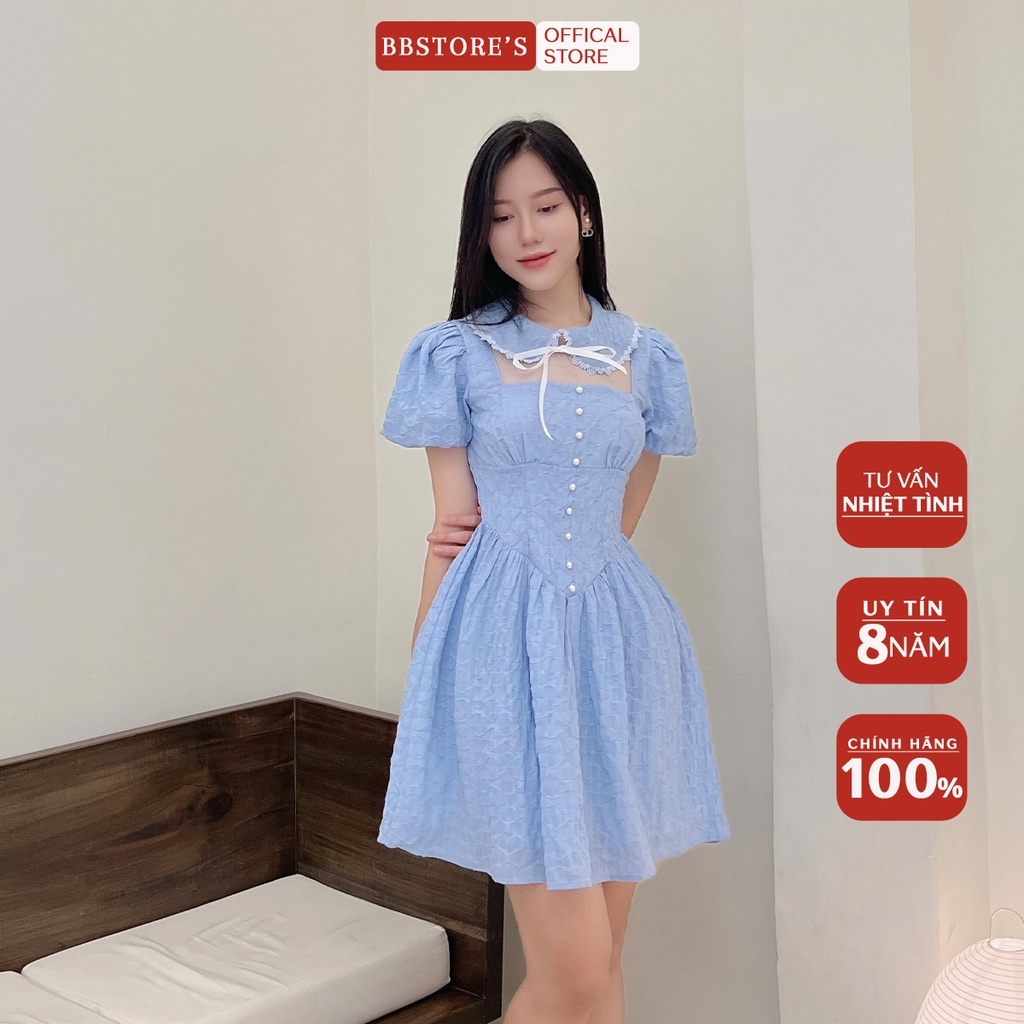 BBSTORE'S Đầm Xòe Cổ Sen Tay Phồng Dự Tiệc -D1113
