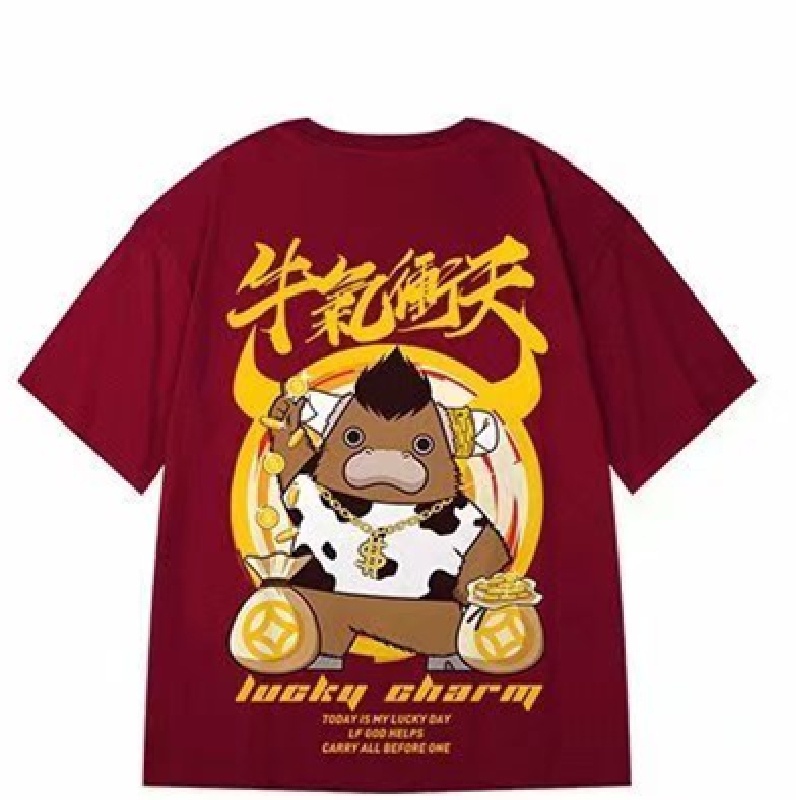 Áo Thun Dáng Rộng In Họa Tiết Hoạt Hình Phong Cách Hip Hop Thời Trang Mùa Hè Cho Nam Và Nữ [M-8XL]